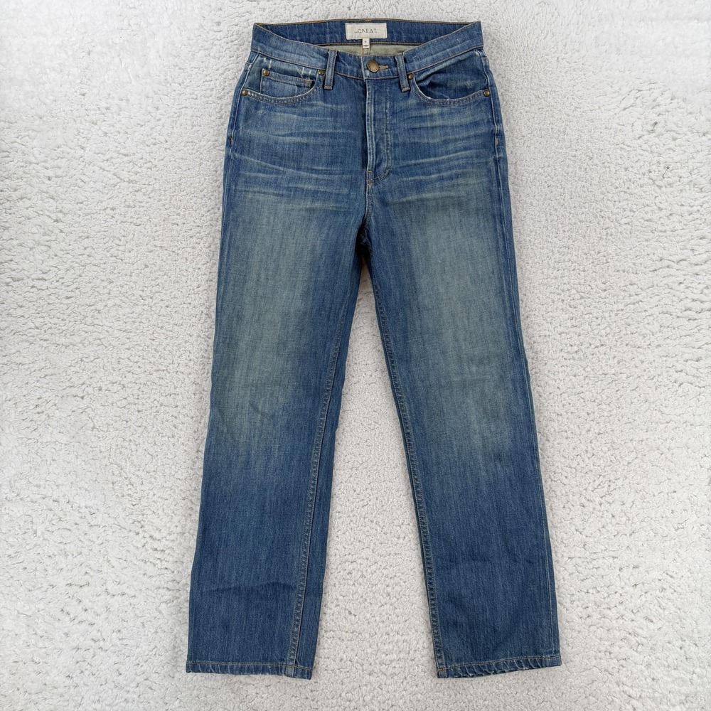 The Great. The Straight A Jeans Womens 25 Blue Medium Wash High Rise Straight